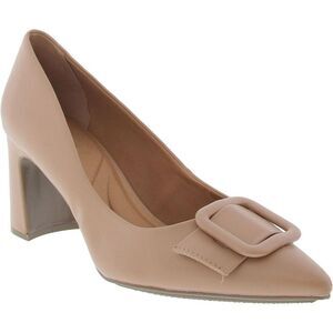 Classic Pointed Toe Block Heel Pump in Nude